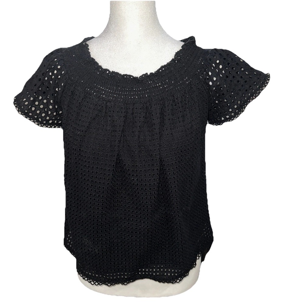 Nanette Lenore Black Off Shoulder Eyelet Top SIZE Small